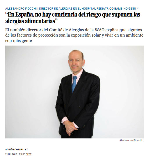 El País - En España, no hay conciencia del riesgo que suponen las alergias alimentarias