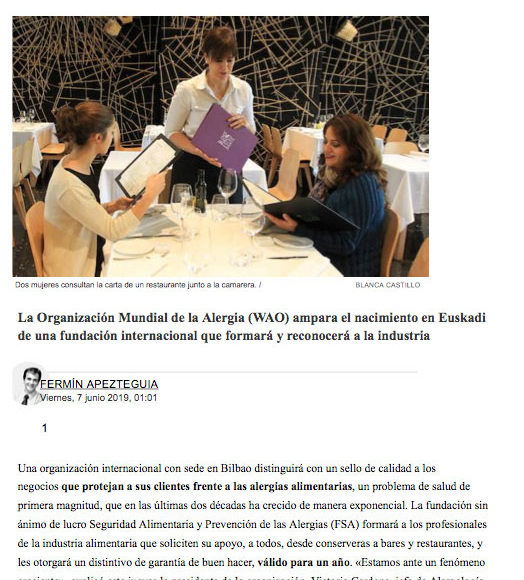 Un sello de calidad distinguirá a restaurantes y empresas que eviten alergias alimentarias + Opinión. Intolerancias.