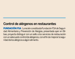 Expansión. Control de alérgenos en restaurantes